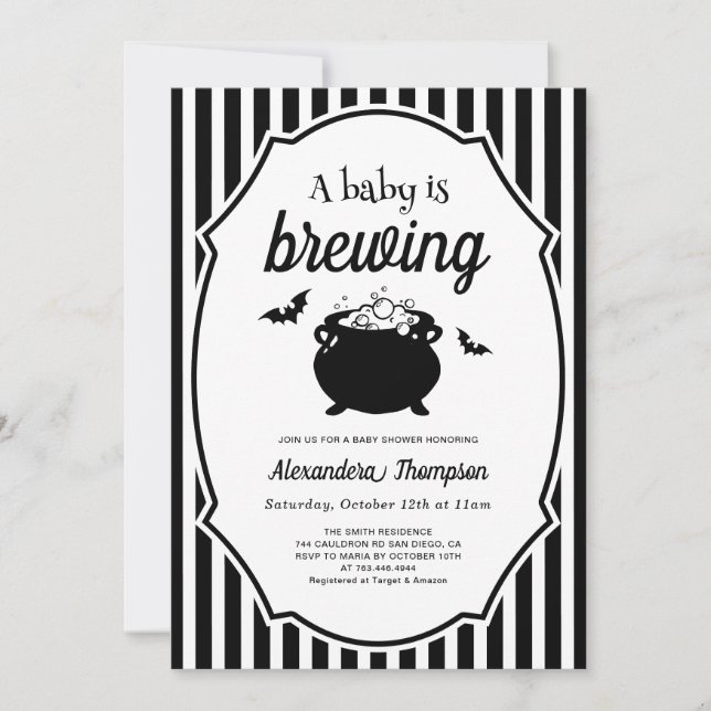 Invitation Une Baby Shower Halloween 'Un Bébé se Prépare' (Devant)