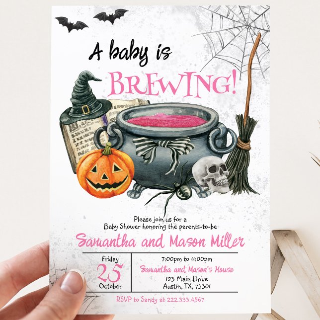 Invitation Une Baby Shower Halloween 'Un Bébé se Prépare' (Créateur téléchargé)