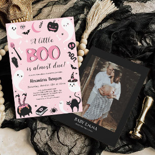 Invitation Une Baby Shower Halloween un peu rose pour bébé