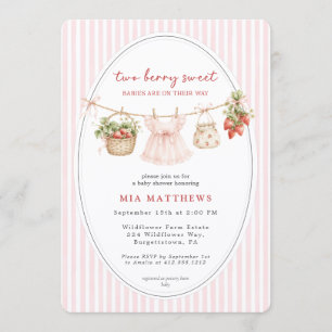 Invitation Une Baby Shower Jumeaux Bébé Sucré aux Fruits Roug