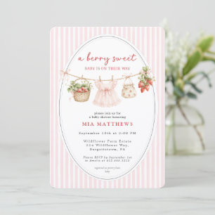 Invitation Une Baby Shower Jumeaux Bébé Sucré aux Fruits Roug
