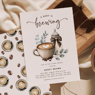 Invitation Une Baby Shower Latte Café Bébé en Route