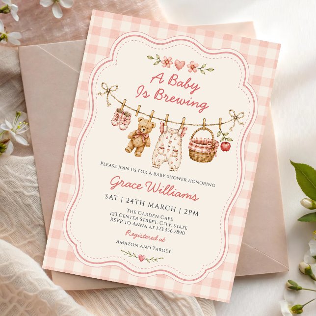 Invitation Une Baby Shower Linge Bébé en Route (Créateur téléchargé)