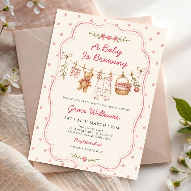 Invitation Une Baby Shower Linge Un Bébé Est En Train De Bras (Créateur téléchargé)