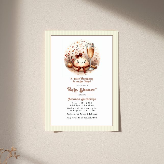 Invitation Une Baby Shower Mousse au Moka en Petit Bouddha (A Little Dumpling Mocha Mousse Baby Shower Invitation)