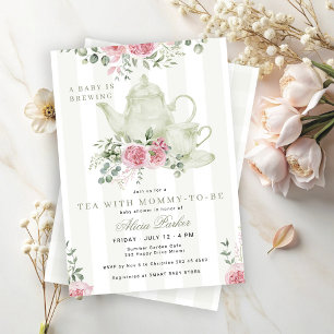 Invitation Une baby shower neutre pour bébé où on prépare du