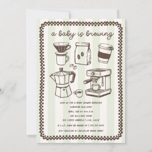 Invitation Une Baby Shower Neutre 'Un Bébé Prépare du Café'