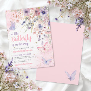 Invitation Une Baby Shower Papillon Sauvage Fleur de Champ