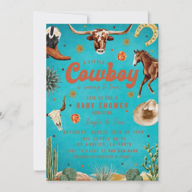 Invitation Une Baby Shower Petit Cow-Boy  (Devant)