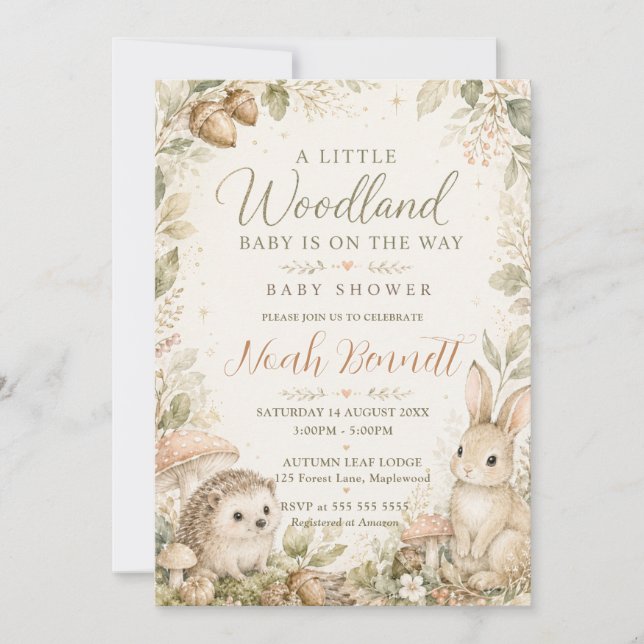 Invitation Une Baby Shower Petite en Forêt (Devant)