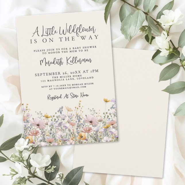 Invitation Une Baby Shower Petite Fleur Sauvage (A Little Wildflower Baby Shower Invitation)
