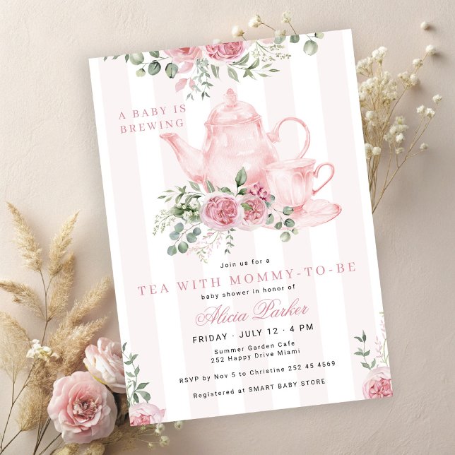 Invitation Une baby shower pour un bébé en préparation avec d (Créateur téléchargé)