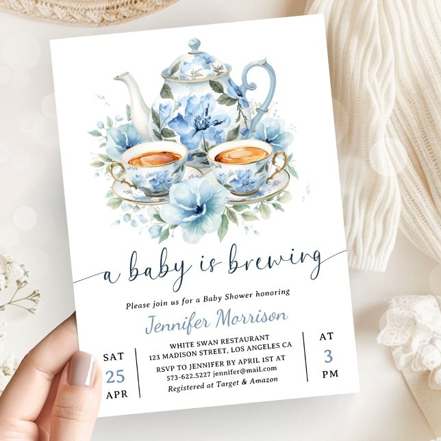 Invitation Une Baby Shower pour un Bébé en Route - Garçon Ble (Créateur téléchargé)