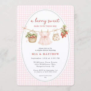 Invitation Une Baby Shower pour un Bébé Fraise Douce Couple