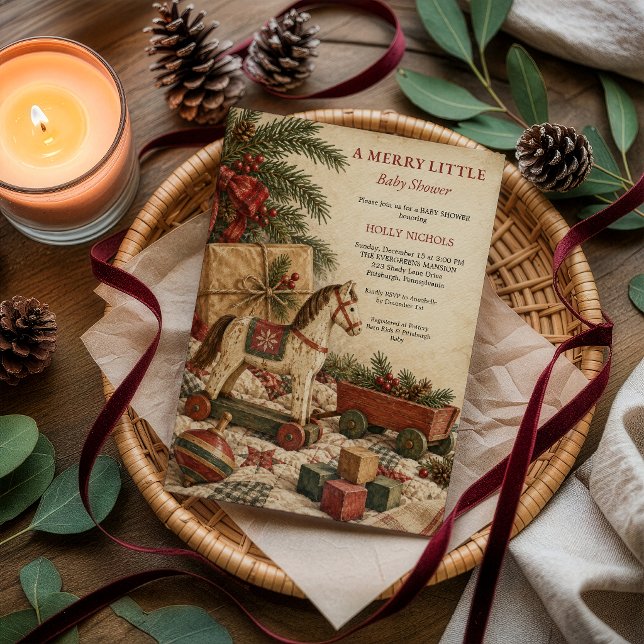 Invitation Une Baby Shower pour un Joyeux Petit Noël (A Merry Liutle Vintage Christmas Bab y Shower )
