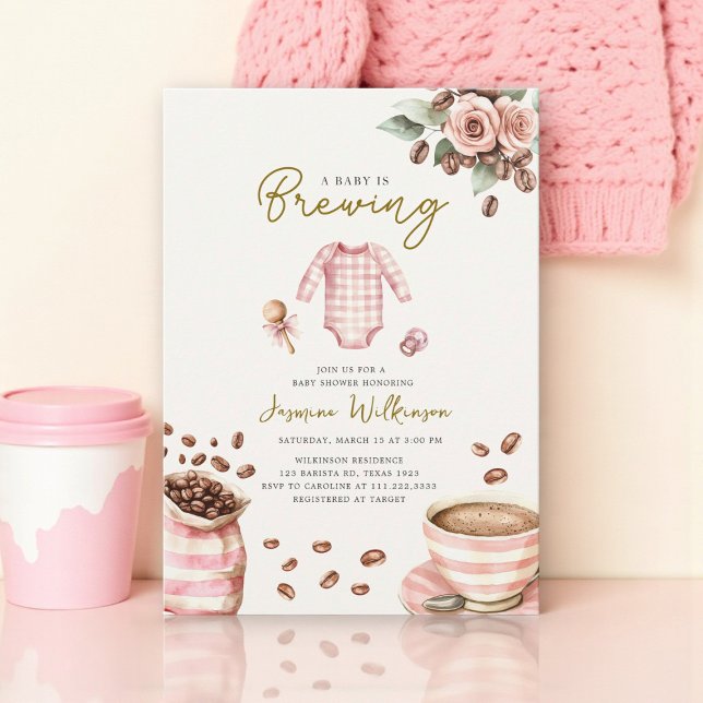 Invitation une baby shower rose pour bébé en route (Créateur téléchargé)