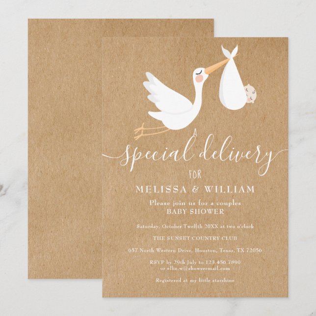 Invitation Une Baby Shower / Sprinkle de Couple pour un Bébé  (Devant / Derrière)