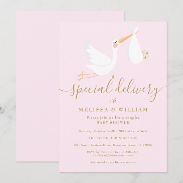 Invitation Une Baby Shower / Sprinkle Spéciale pour les Futur (Devant / Derrière)