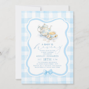 Invitation Une Baby Shower Thème Tasse de Thé Bleu pour un Pe