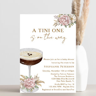Invitation Une Baby Shower Tini One Dusty Pink Espresso Marti