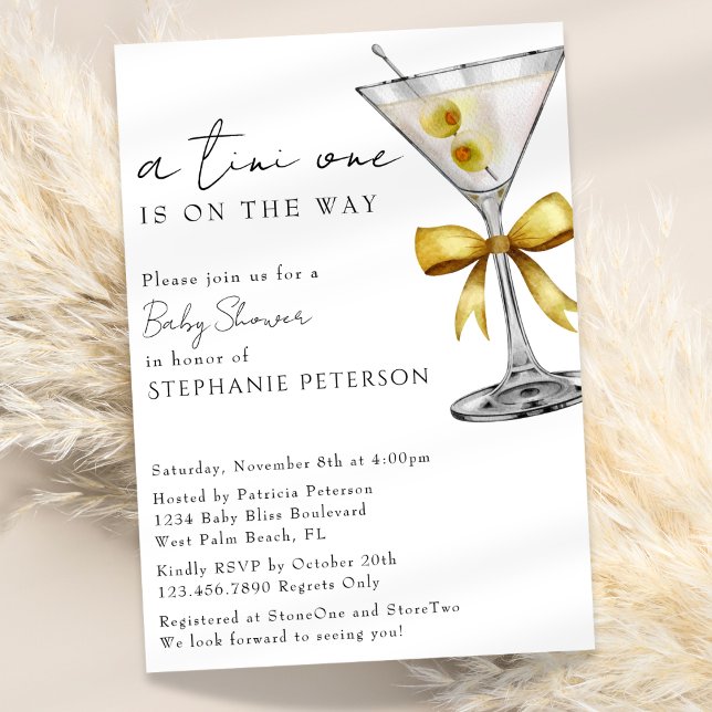 Invitation Une Baby Shower Tini One Minimal Chic Martini Jaun (Créateur téléchargé)
