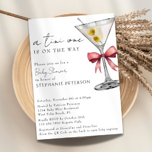 Invitation Une Baby Shower Tini One Simple Minimal Pink Marti