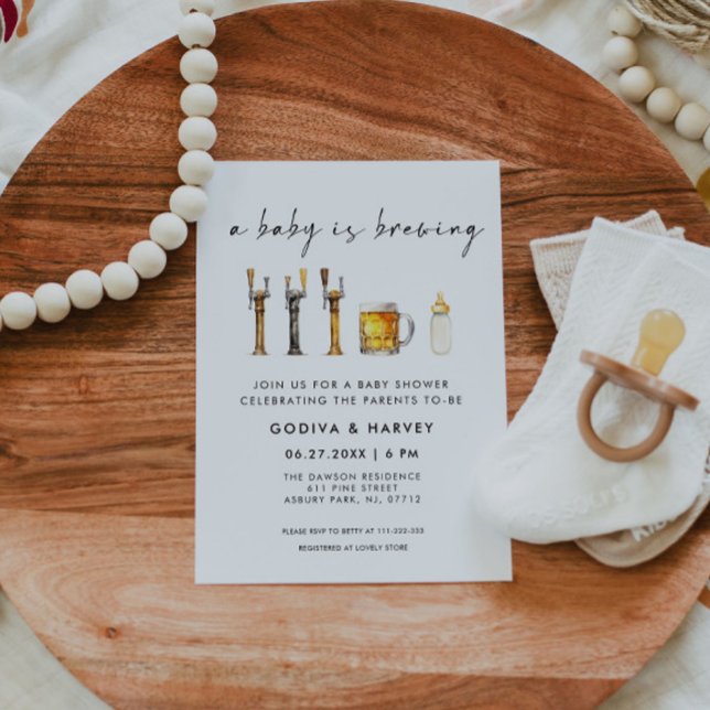 Invitation Une Baby Shower 'Un Bébé Brasse de la Bière' (Créateur téléchargé)