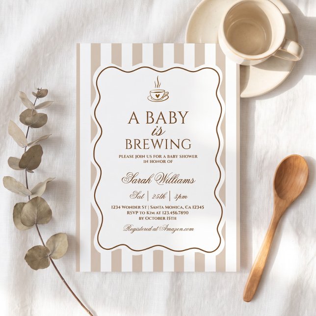 Invitation Une Baby Shower 'Un Bébé Est En Train De Brasser' (Créateur téléchargé)