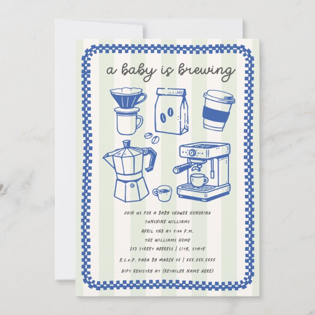 Invitation Une Baby Shower 'Un Bébé Est En Train De Brasser'  (Devant)