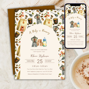 Invitation Une Baby Shower "Un Bébé se Prépare" autour du Caf