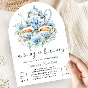 Invitation Une Baby Shower « Un Bébé se Prépare » Garçon Bleu