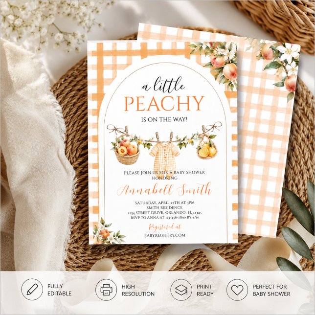 Invitation Une Baby Shower un peu PEACHY (Créateur téléchargé)