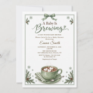 Invitation Une Baby Shower Verte et Cosy pour l'Arrivée de Bé