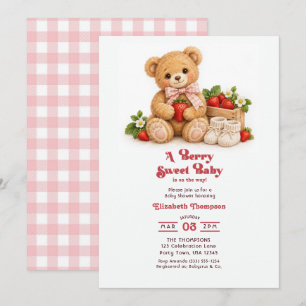 Invitation Une Baby Sweet Berry arrive Rose Baby Shower