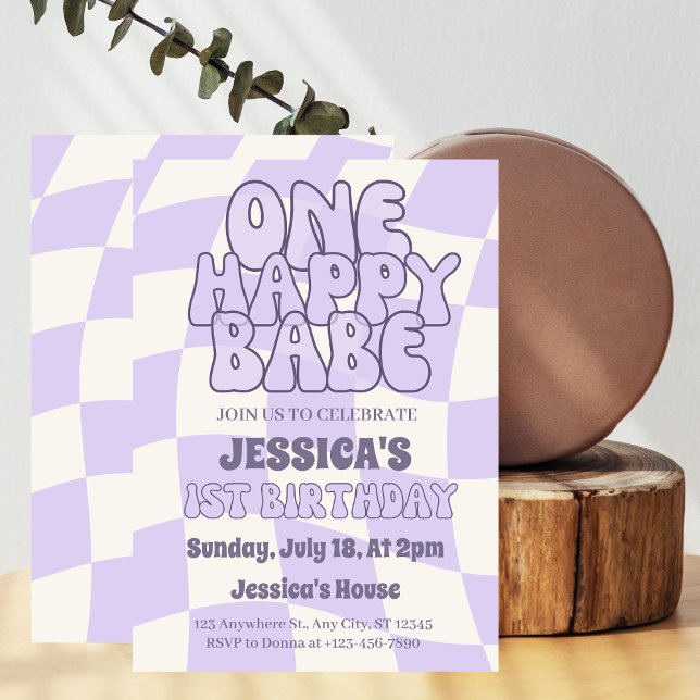 Invitation Une Bébé Joyeuse Fille 1er Anniversaire Personnali (Créateur téléchargé)