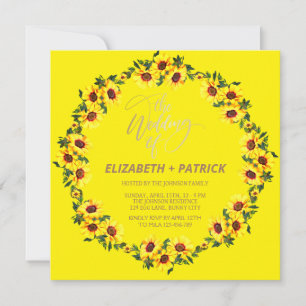 Invitation Une belle couronne de tournesols,
