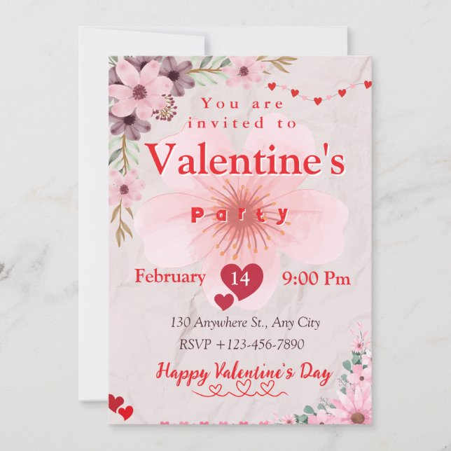 Invitation Une belle nuit - La fête de la Saint-Valentin pour (Devant)