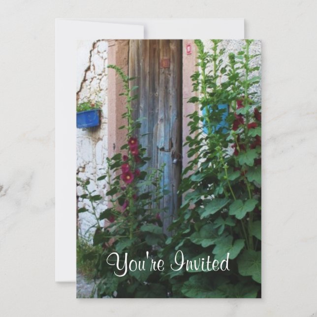 Invitation Une belle vieille porte bleue rustique en CRÈTE, G (Devant)