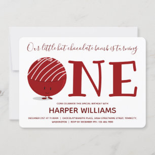 Invitation Une bombe au chocolat chaud premier anniversaire