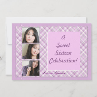 Invitation Une célébration de Sweet Sixteen à carreaux de fêt