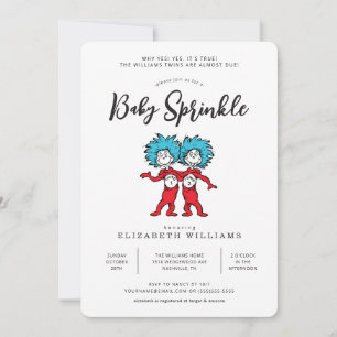 Invitation Une chose deux Blue Twins Baby Sprinkle