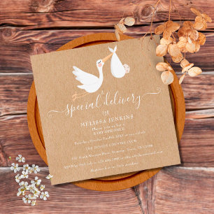Invitation Une cigogne de livraison spéciale Baby Shower/Spri