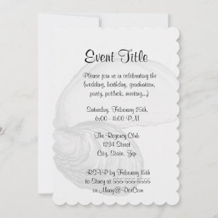 Invitation Une coquille d'huîtres avec le dicton "le monde es