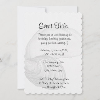 Invitation Une coquille d'huîtres avec le dicton "le monde es