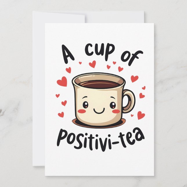 Invitation Une Coupe de Positivi-Tea Amoureux de Thé Cute Drô (Devant)