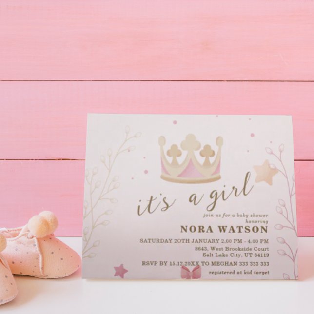 Invitation "Une couronne pour princesse" Pastel Baby shower o (Créateur téléchargé)
