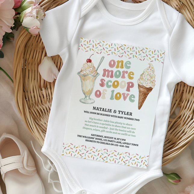 Invitation Une cuillerée de glace d'amour en plus Bébé Sprink (Retro ice cream baby sprinkle invitation by Darling & May)
