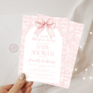 Invitation Une douce Bow Boho rose Coquette Bébé Fille Douche