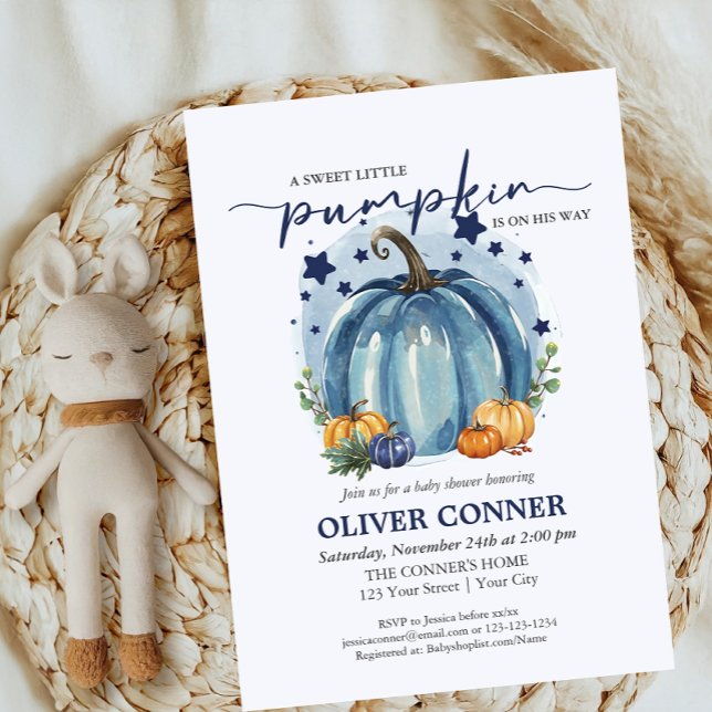 Invitation Une Douce Petite Citrouille En Route Fête De Bébé  (Créateur téléchargé)