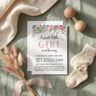 Invitation Une douce petite fille est en chemin Baby shower